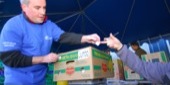 Intel employees volunteer their time at the Oregon Food Bank.
